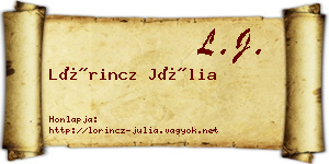 Lőrincz Júlia névjegykártya
